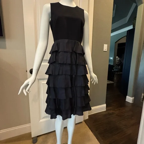 Orla Kiely Tiered Ruffle Dress | Dark Navy |Sleeveless Size 4 - Picture 6 of 16
